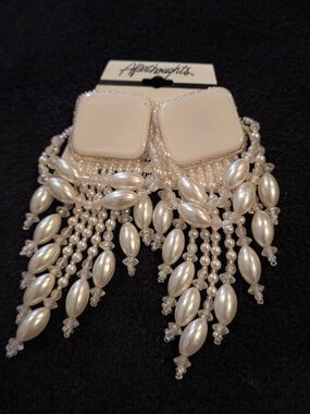 White Vintage FAUX Pearl Fringe Drop Earrings